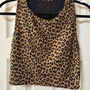 Aqua by Bloomingdale’s Racerback Leopard Print Crop Athletic Tank Top Size Med